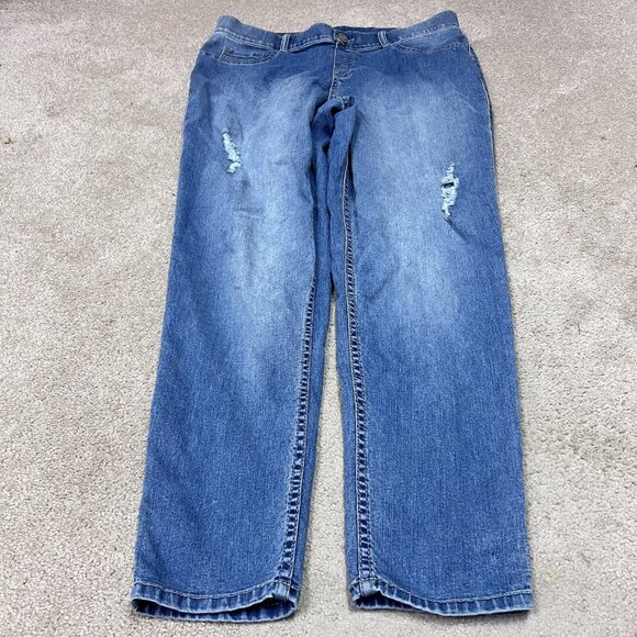 Lane Bryant Jeans Skinny Blue Distressed Pockets Women's Size 16 - Picture 1 of 12